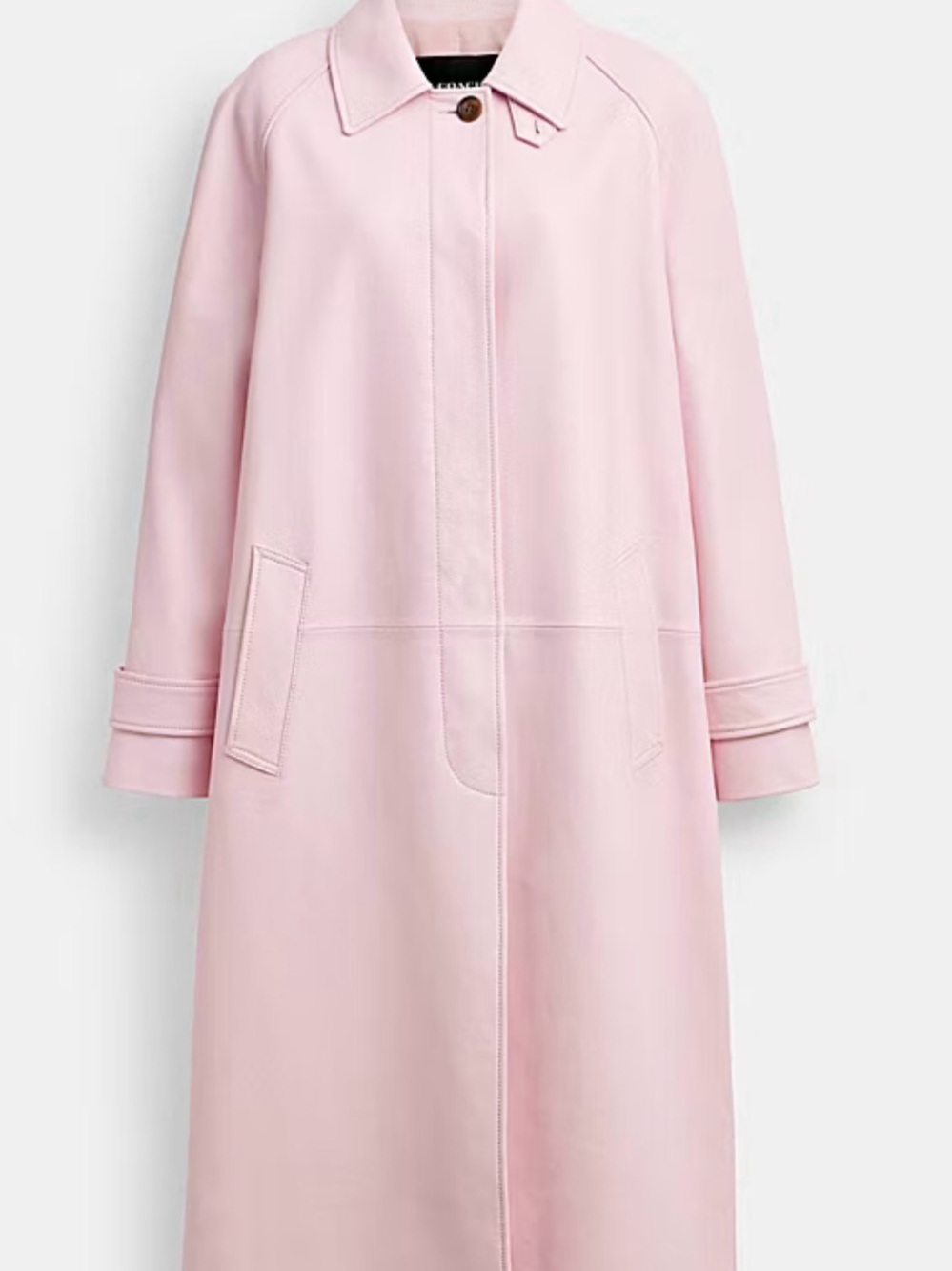 Coach Leather Pink Women's Long Coat